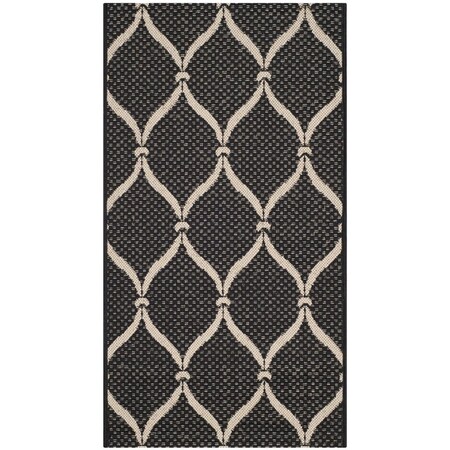 Safavieh 2 ft. x 3 ft. 7 in. Courtyard Black & Beige Power Loomed Rectangle Area Rug CY6654-256-2